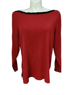 Como Blu Pullover Sweater Womens Plus 2X Burgundy Long Sleeve Button Accent NWT